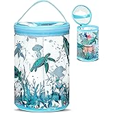 Sanwuta Beach Gifts Heavy Duty Clear Lotion Toiletry Bags for Travel Sunscreen Makeup Cosmetic Pouch Cylinder Bag Waterproof Portable Trip Bag with Handle Zipper(Turtle)
