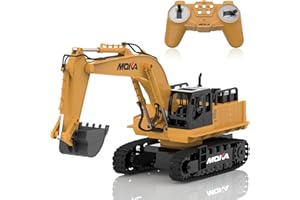 HIGHMALL 1:16 Remote Control Excavator Toy Metal Shovel with Lights Sounds & 680° Rotation, 11 Channel Construction Digger Vehicles rc Toy Gift for Birthdays & Christmas, rc cars toys 4-7 8 9 10 11 Years Old