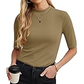 PrinStory Womens Tops Summer Short Sleeve Shirts Business Dressy Casual Pullover Tops for Women 2025 Trendy
