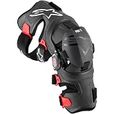 Alpinestars RK-7 Plasma Knee Braces, Lightweight &amp; Breathable, CE Level 1 Certified, Advanced Off-Road Knee Protection for Dynamic Movement (Pair), M, Black/Red