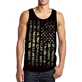 Mens Tank Tops 4th of July American Flag Athletic Sleeveless T-Shirt Tops Slim Fit Workout Gym Tees Black M