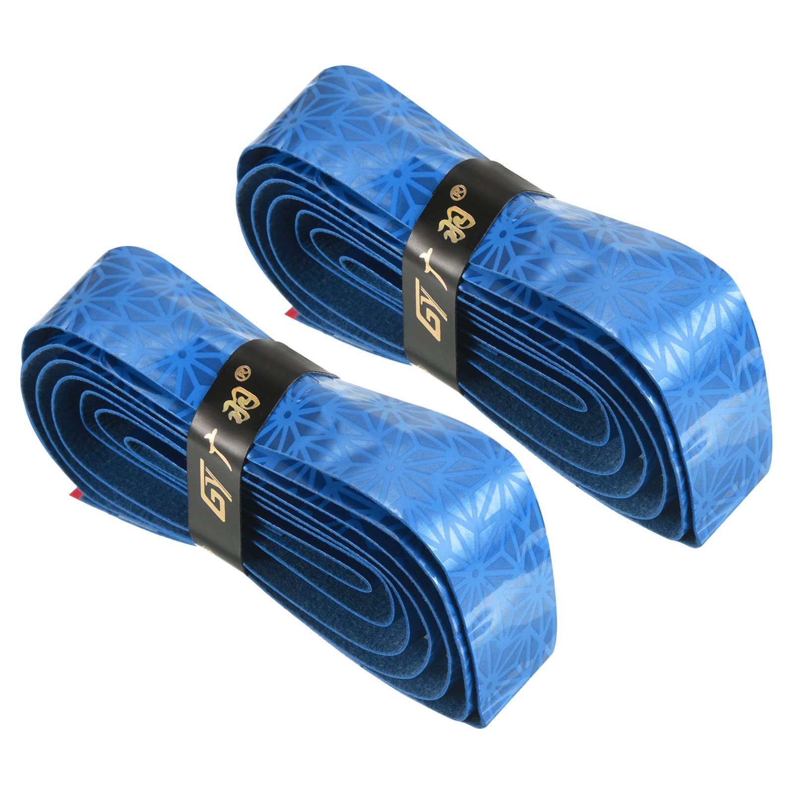 PATIKIL 4.9ft Racket Overgrip with Damping Ridges, 2 Pack PU Grip Tape Non-Slip Absorbent for Tennis Badminton Fishing Rod, Blue