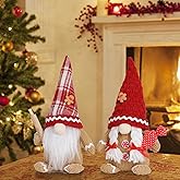 Nwsrayu 9 inch Xmas Gingerbread Gnomes Elf Tomte Ornaments Doll Set, Christmas Gingerbread Man Gnomes Plush Couple Xmas Decorations for Home Indoor,Christmas Gingerbread Man Decorations