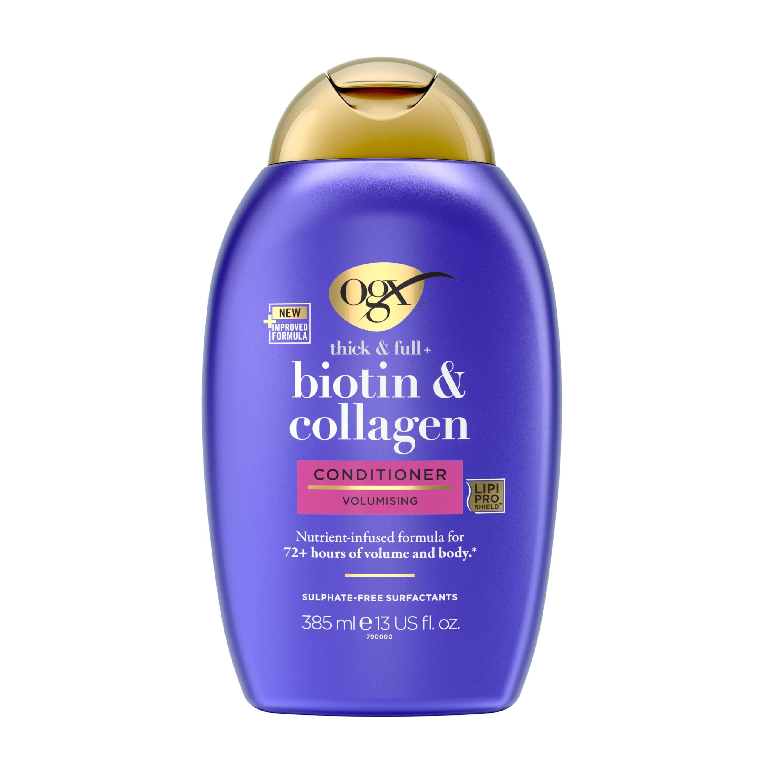 OGX Biotin and Collagen Volumising Hair Conditioner, Thick and Full, with Vitamin B7 Biotin, and Collagen, for Thin Hair, Sulfate Free Surfactants, 385ml, packaging may vary