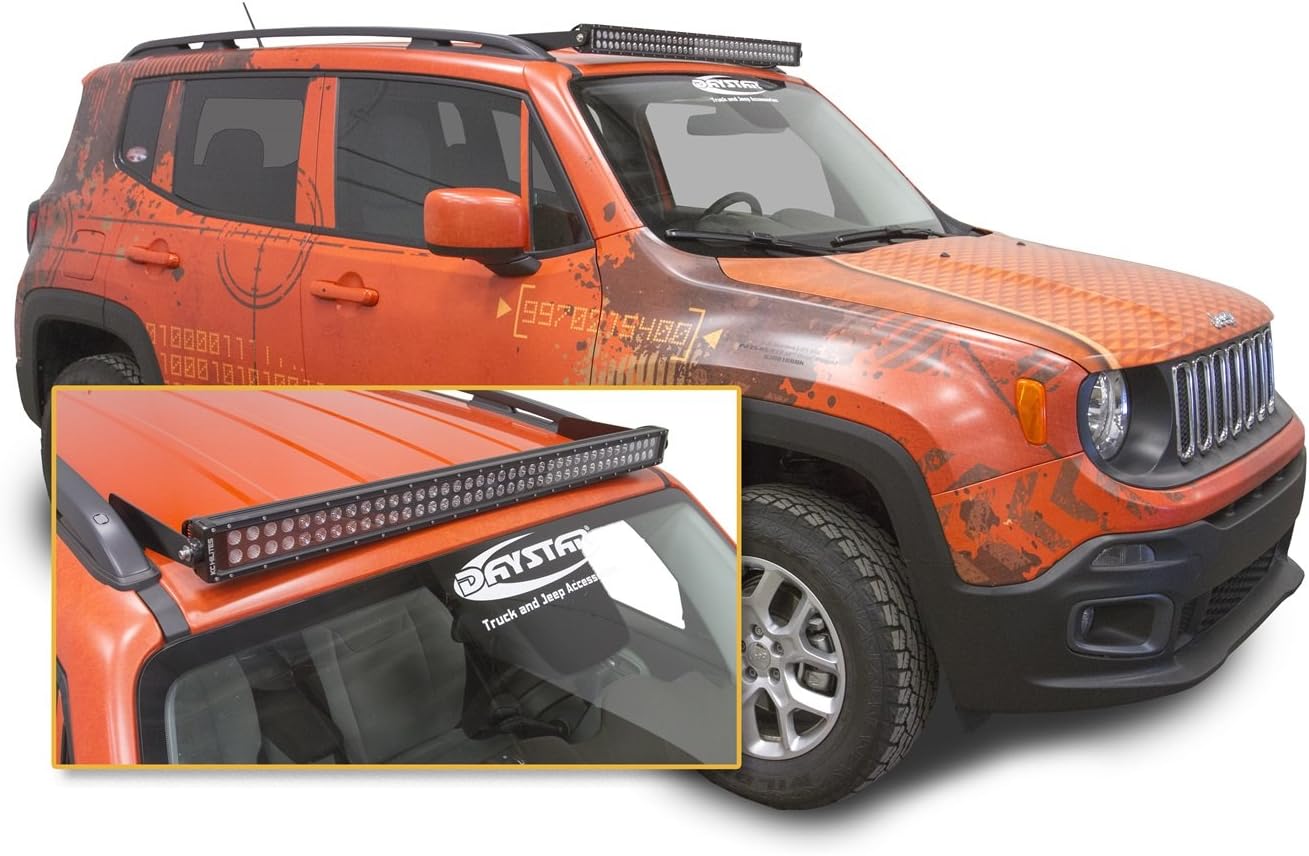 Amazon Com Daystar Jeep Renegade Roof Mount 40 Led Light Bar System And Mounts Fits 2015 To 2017 2 4wd Kj81000bk Made In America Automotive