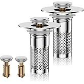 Bathroom Sink Drain Strainer,Pop-up Sink Drain Strainer for U.S. Standard Universal,Hair Catcher Sink Stopper with Removable Stainless Steel Filter Basket