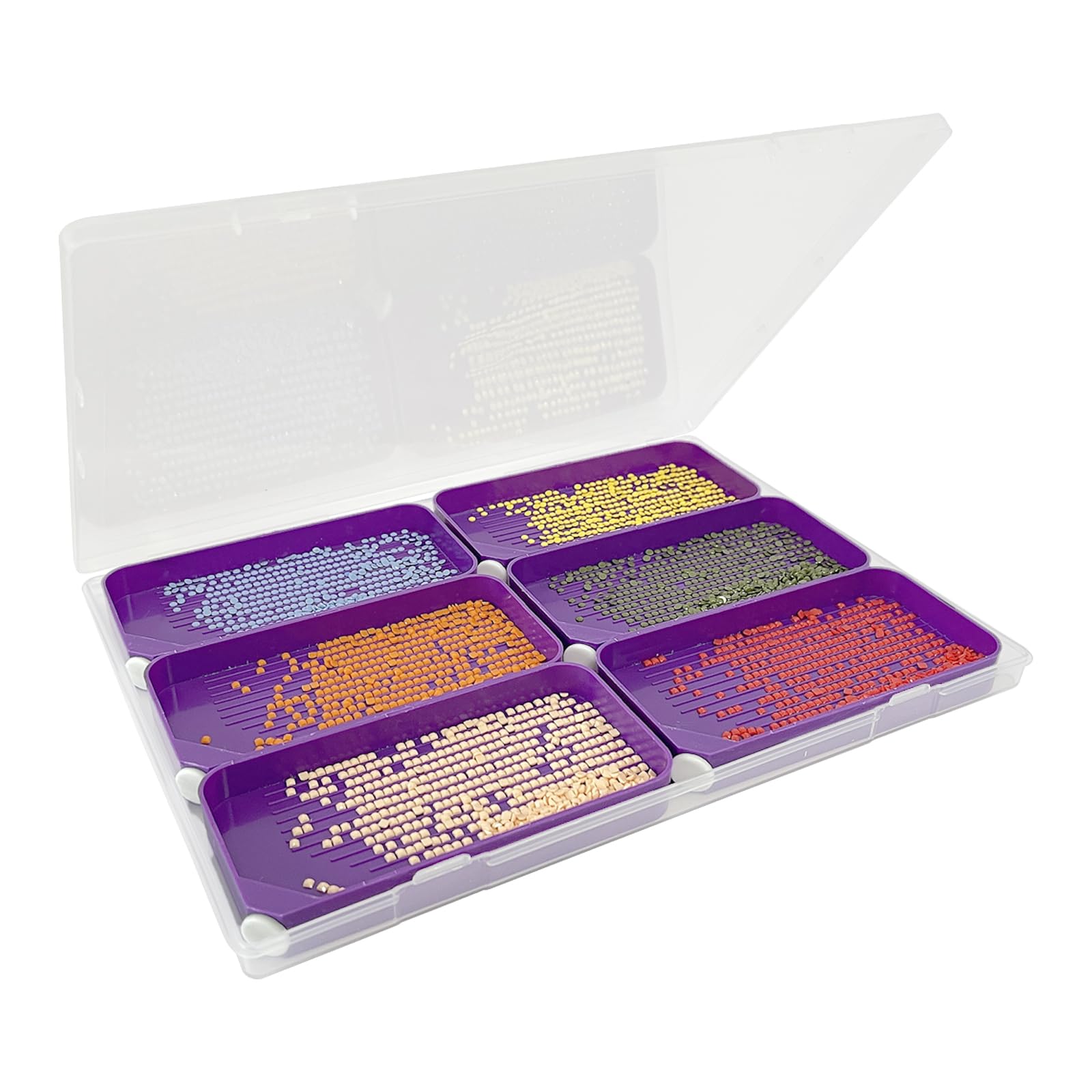 Photo 1 of ***Broken box***Diamond Painting Trays with Lids, 6 Pack Diamond Painting Trays with Storage Containers, 2-in-1 Diamond Art Storage and Diamond Art Trays, Bead Storage & Line-Up, Diamond Painting Tools for Adults
