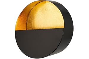 ARBORUS Luxury Metal Wall Candle Sconces – Large Handcrafted Wall-Mounted Tealight Candle Holders with Gold Leaf Interior – Modern & Rustic Home Décor for Living Room, Hallway – 11.8" Black Single Piece