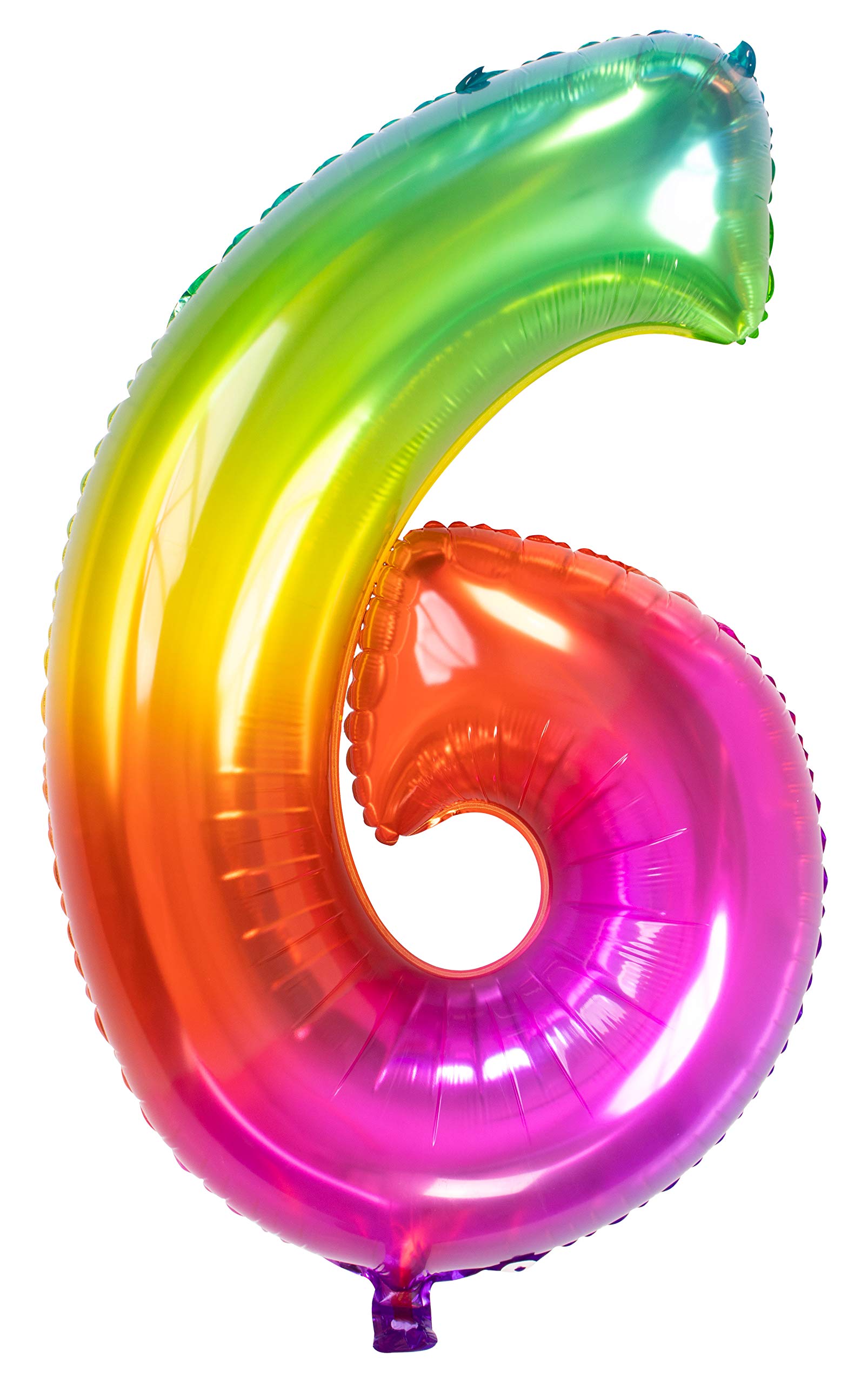 Folat 63246 Zahl Foil Balloon Yummy Gummy Rainbow Number 6-86 cm, Multi Colors, 86cm