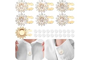 Solsew 6 Sets Button Covers Rhinestone Covers with 20 Pcs 11 Mm/0.43” Sewing Buttons Crystal Clip on Jewelry Women Men for Sewing DIY Craft Decor Embellishment(Gold,Pearl)