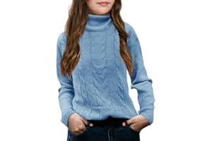 FEKERMIA Girls Turtleneck Sweaters Pullover Kids Toddlers Cable Knit Long Sleeve Jumper Tops