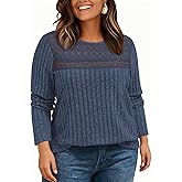 Plus-Size-Sweaters for Women Trendy Long Sleeve Lace Shirts Loose Lightweight Mesh Tops Casual Knit Pullover Tunics