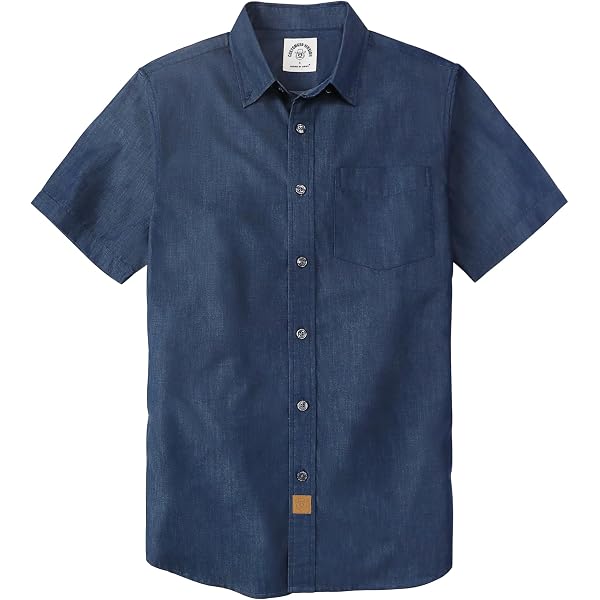 Amazon.com: Men's Dual Pocket Blue Linen Short Sleeve Button-Up Shirt,  Large : Clothing, Shoes & Jewelry