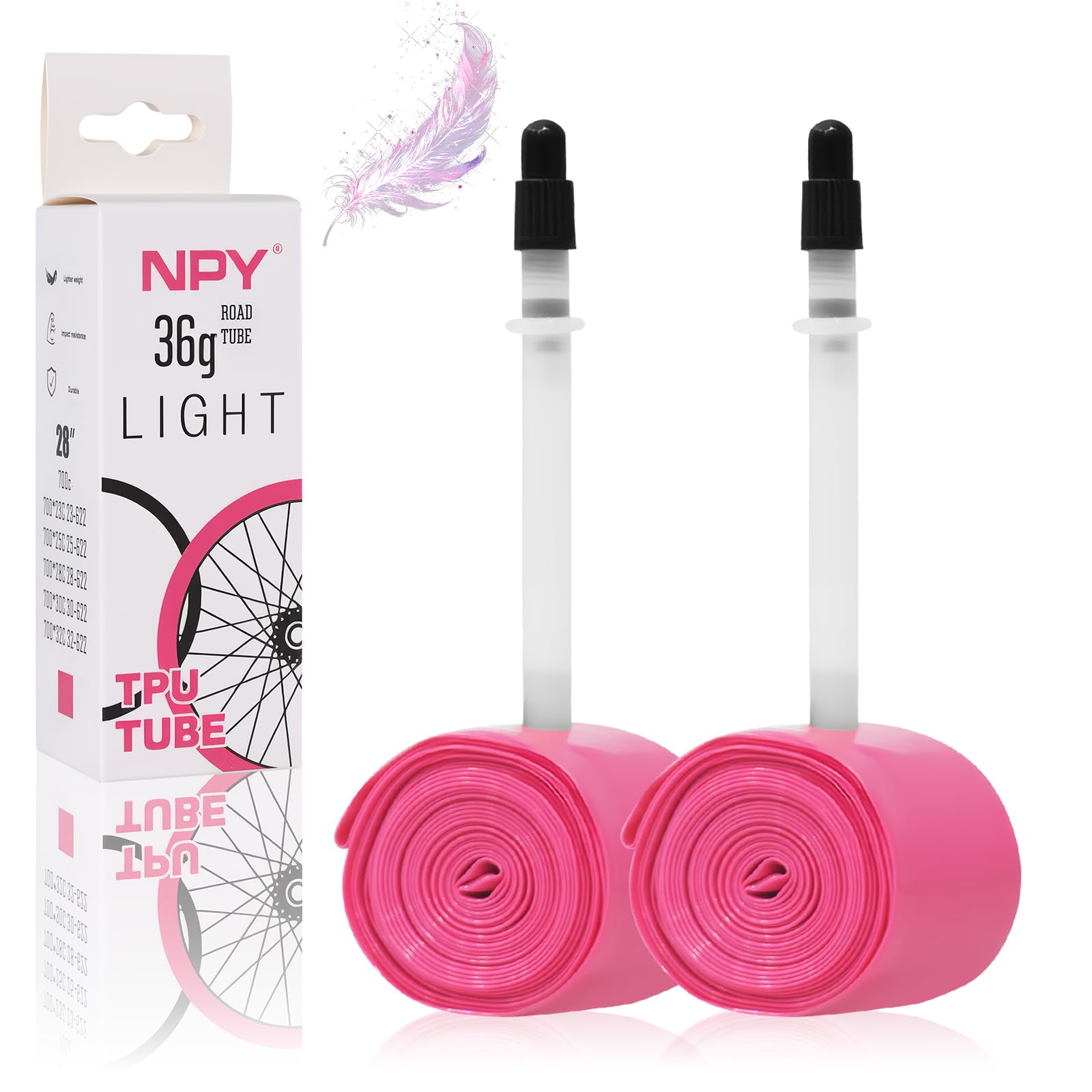 Photo 1 of 2-Pack TPU 700C Bike Inner Tube (18-32C) – Ultralight 36g Presta Valve Tube 45mm/65mm/85mm – Lightweight, Puncture-Resistant Bicycle Tube for Road, All-Road & Gravel Bikes