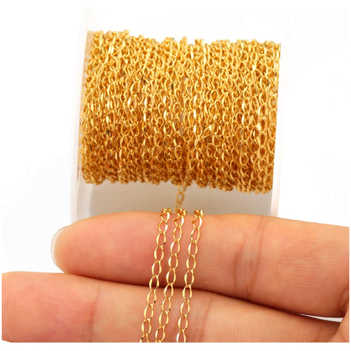 Photo 1 of 33FT Gold Silver Twisted Cable Chains Stainless Steel Necklace Jewelry Chains Extender Chains Link Bulk for Jewelry Makings