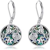 POPLYKE Seahorse Ocean Earrings 925 Sterling Silver Cute Seahorse Starfish Abalone Shell Earrings Ocean Jewelry for Women Gitfs Christmas