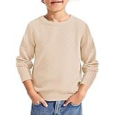Haloumoning Boys Texture Sweater Kids Crewneck Long Sleeve Knit Pullover Sweater Fall Winter Clothes 5-14 Years