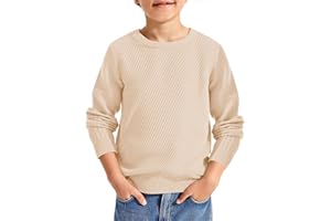 Haloumoning Boys Texture Sweater Kids Crewneck Long Sleeve Knit Pullover Sweater Fall Winter Clothes 5-14 Years