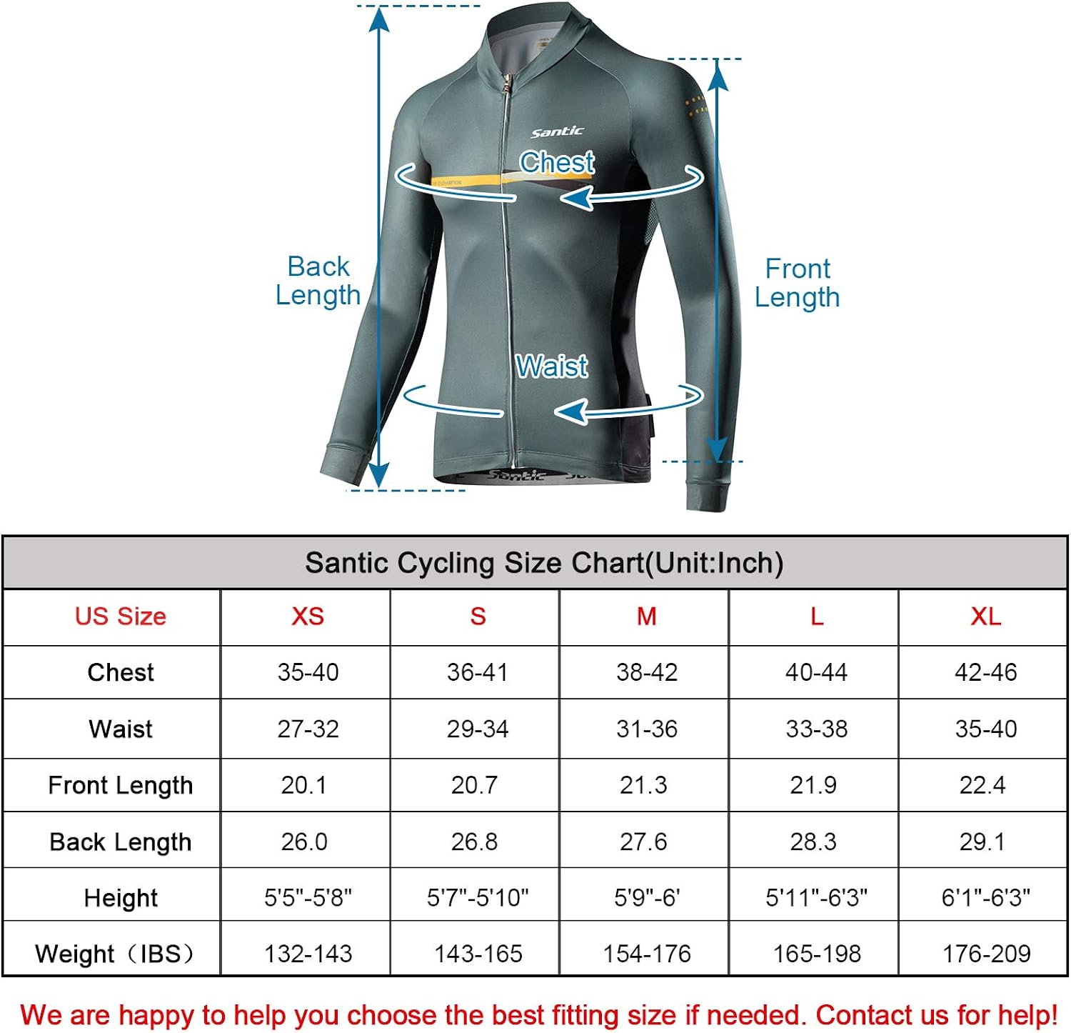Santic Cycling Jersey Men's Long Sleeve Bike Reflective Full Zip Bicycle Shirts with Pockets : Clothing
