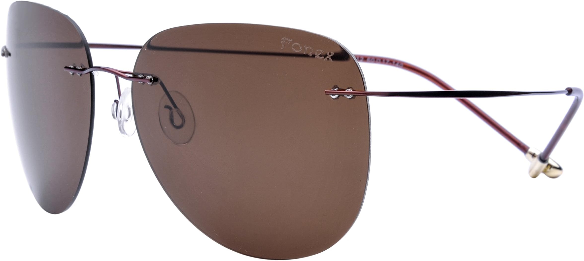 FONEX Women Rimless Titanium Alloy Sunglasses Frameless Aviation Sun Glasses 8212 (Brown/Tea, 60)
