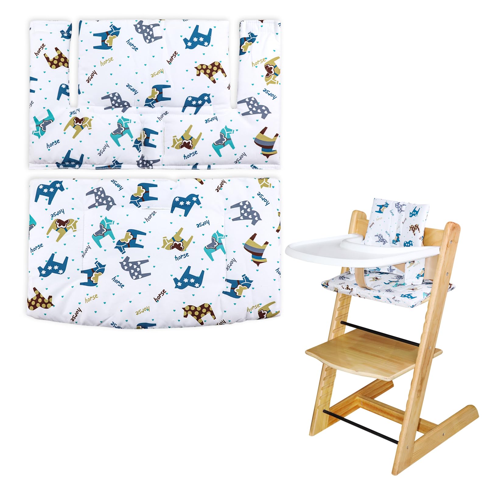 LLHQAMT For High Chair Cushion, Soft And Comfortable Baby Seat Cover With Cute Graphics, For Tripp Trapp Cushion Makes Baby Sitting Safer And More Comfortable (Cartoon Pony)