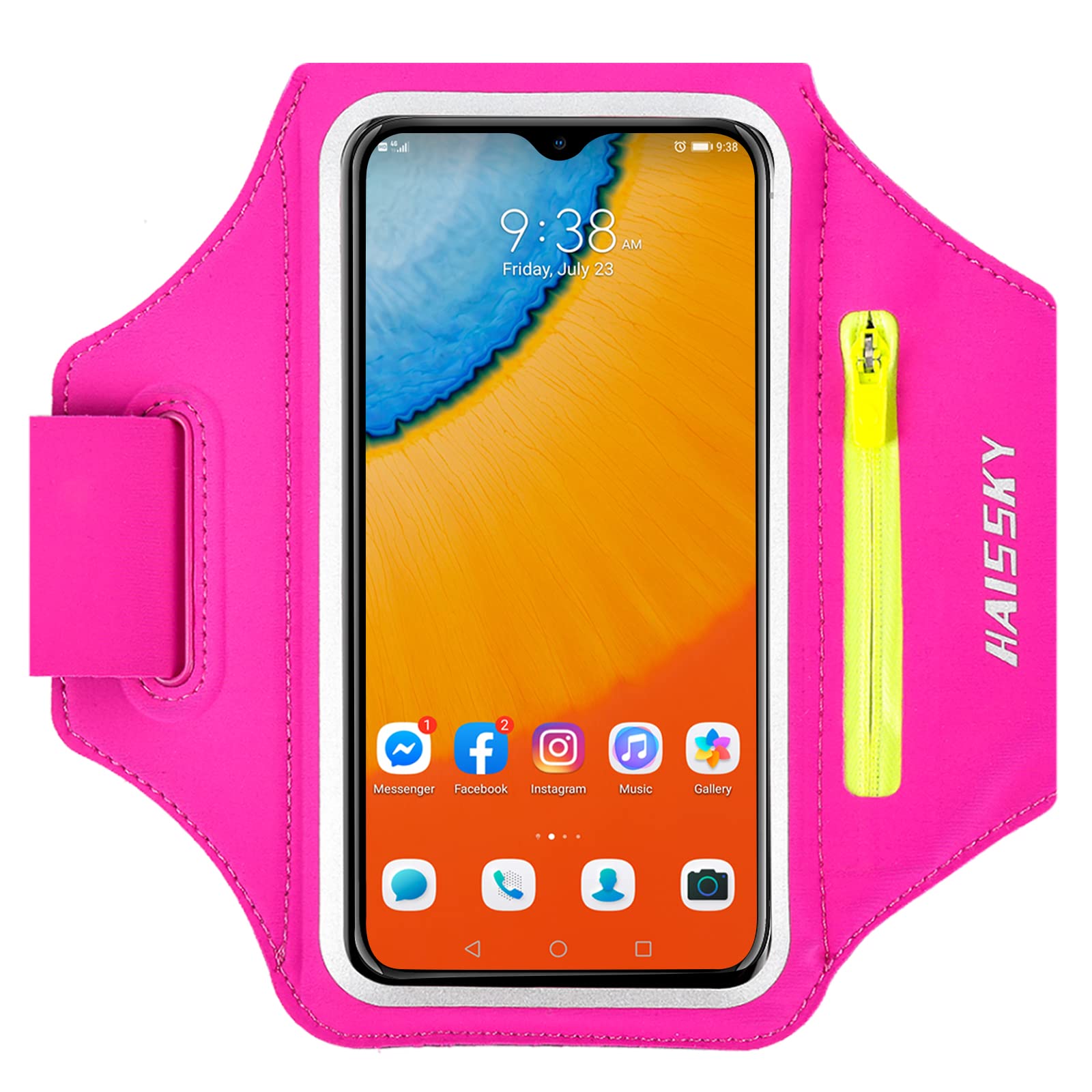 Running Armband with Airpods Zipper Pocket Cell Phone Armband Holder Sweatproof Sports Gym Case Fits iPhone 16 Pro Max/15 Pro Max/14/13/12 Pro Max/11Pro/XR/XS Max with Touchscreen up to 6.9"