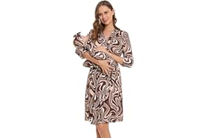 RWRWMOONPUT Mommy Robe for Maternity and Baby Swaddle Blanket,Matching Mommy Labor Delivery Robe and Receiving Blanket Set