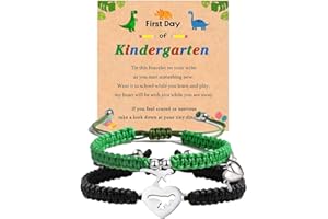 SKIRIFLA First Day of Kindergarten School Pre K Gifts for Mother Son,Mommy and Me Bracelet Matching Dinosaur Bracelet Set for 2,