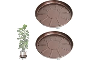 Kaoolaa 16" 2Pack Metal Plant Caddy with Wheels - Durable & Heavy Duty, Plant Dolly, Indoor/Outdoor Use, Lockable Casters for Easy Maneuvering, Large Flower Pot Stands for Gardens, Balconies