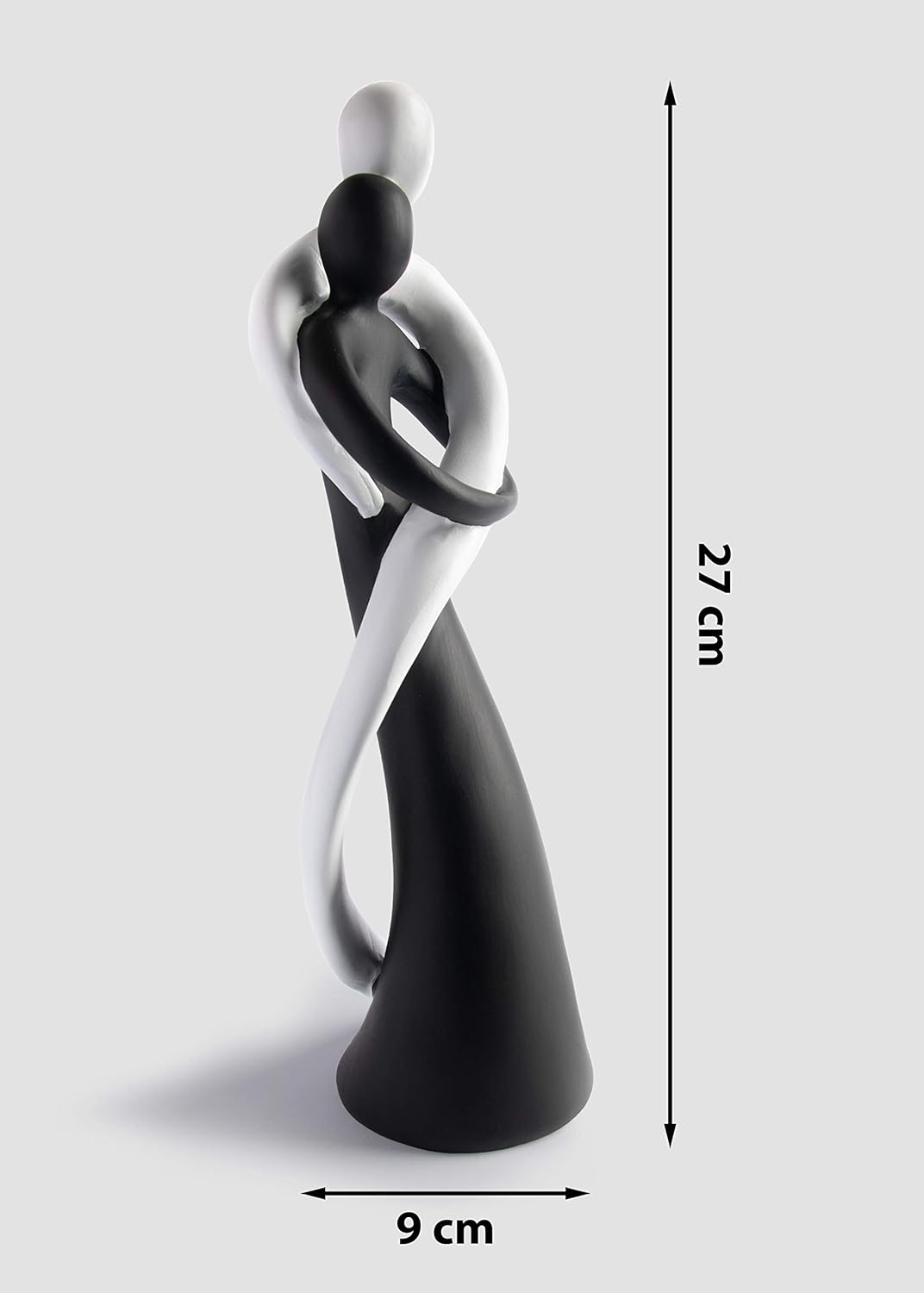 Harmonic couple in black & white, hand painted sculpture 27cm / 11”, elegant statue as a symbol of love & affection - Image 4