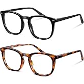 Reglaaly 2 Pack Blue Light Glasses for Women Men, Clear Lens Blue Light Blocking Glasses with Lightweight Computer Glasses