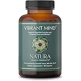 Natura Health Products Vibrant Mind - Nootropic Brain Supplement for Memory and Focus* - Featuring Bacopa, Ginkgo Biloba, Centellin & Phosphatidylserine -Caffeine Free (90 Capsules)