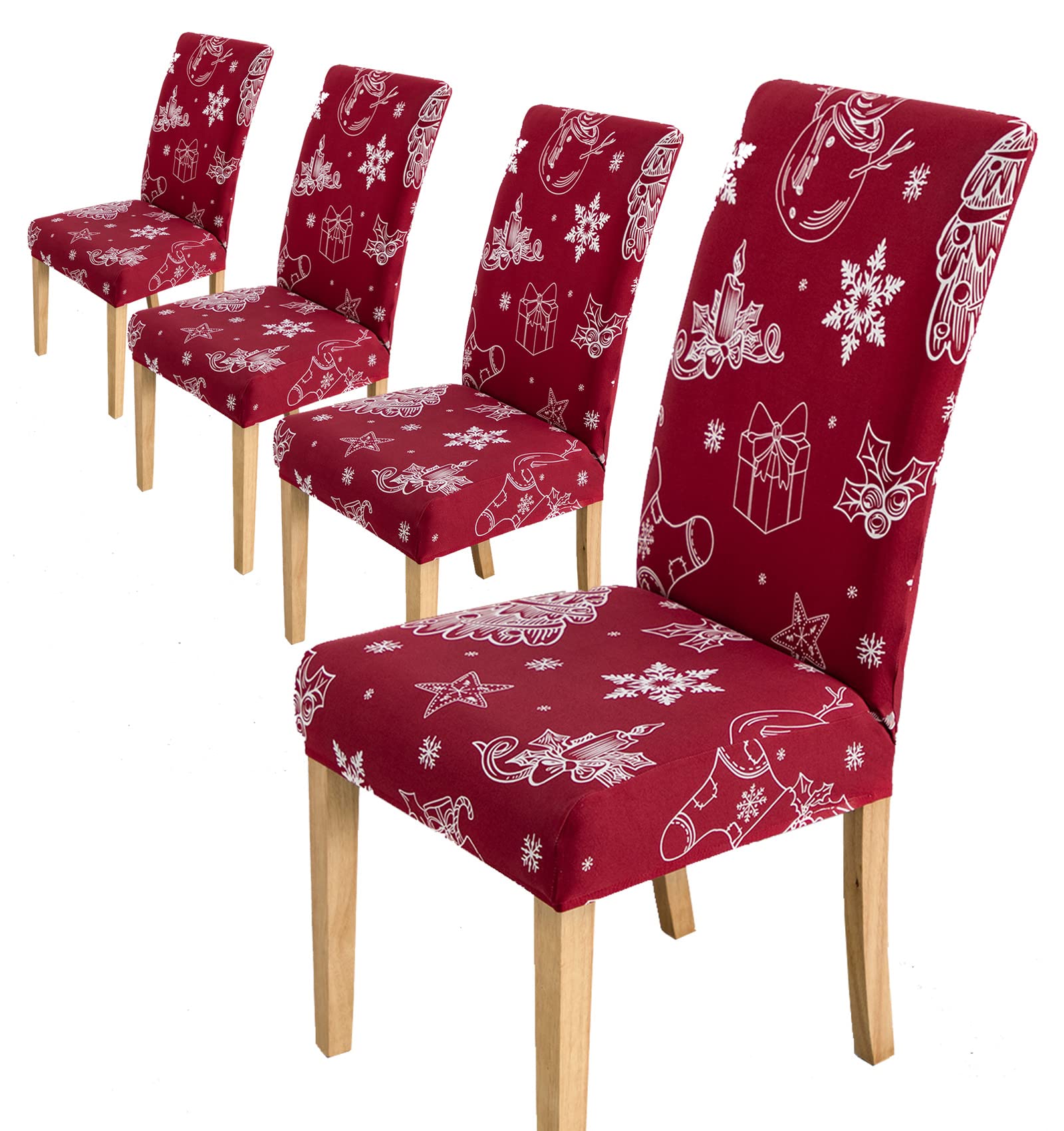Photo 1 of Comfy Gate 4, 6, 8 Pack Red Christmas Dining Chair Covers, Snowflakes Chair Covers for Dining Room, Printed Dining Room Chair Slipcovers Set of 4, 6, 8