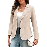 ELLEVEN Women's Long Sleeve Blazer Business Casual 2 Button Office Suit Jacket Slim Fit with Pockets