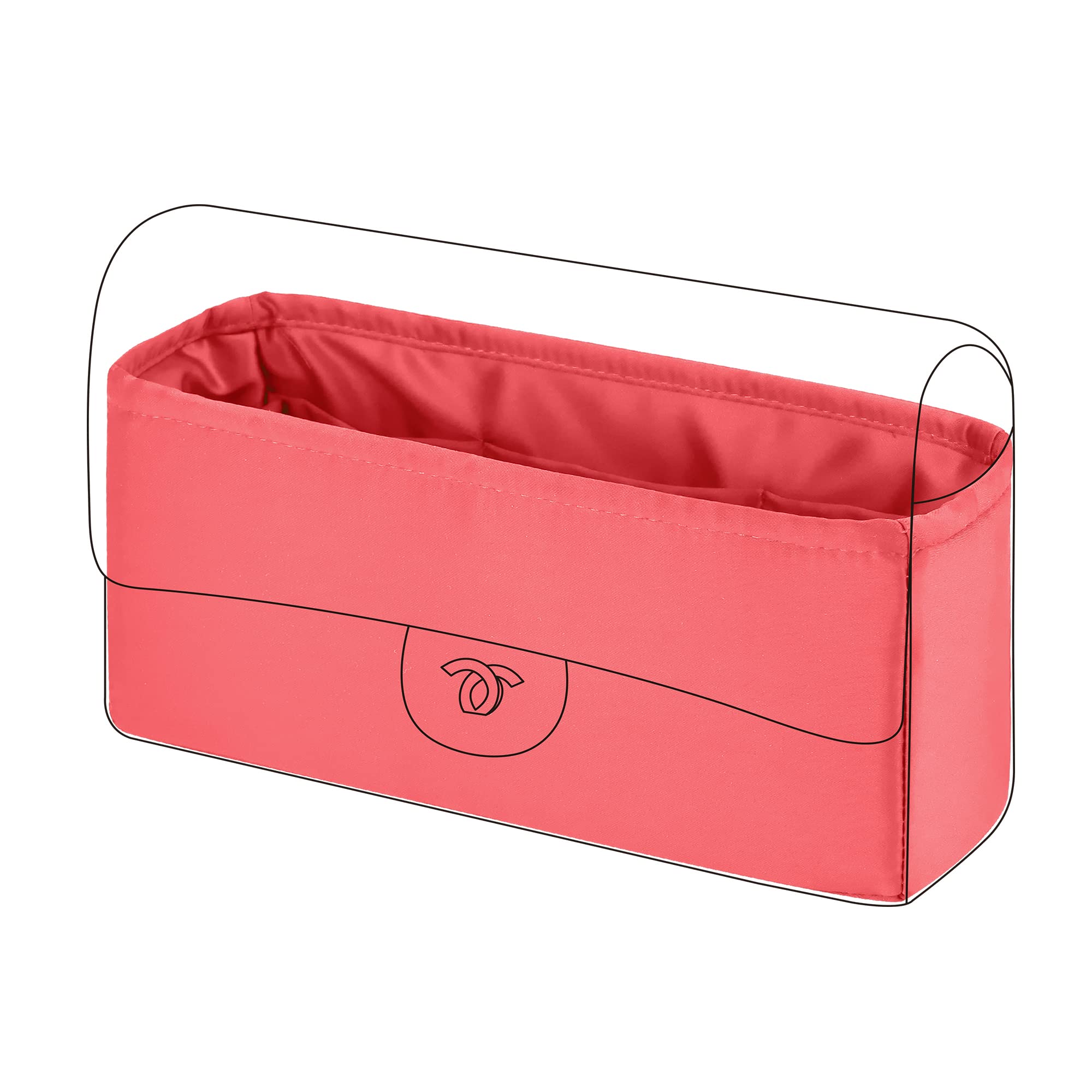 DGAZ Purse Organizer Insert For Chanel Mini Square 17 Bags，Silk Bag Organizer，Luxury Handbag & Tote Shaper(Rose lipstick,Mini Square 17)