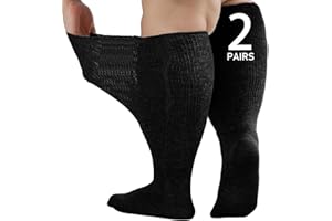 Orthostride Wide Diabetic Knee High Socks for Men Women Plus Size, Extra Long Edema Socks with Thickened Sole, Non-Binding Lo