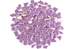 Youway Style Purple Mosaic Tiles for Crafts Bulk,200g Broken Tiles Pieces for Mosaic Craft Supplies, Ideal for Mosaic Art Craft Projects and Mosaic Outdoor Decor(Purple)