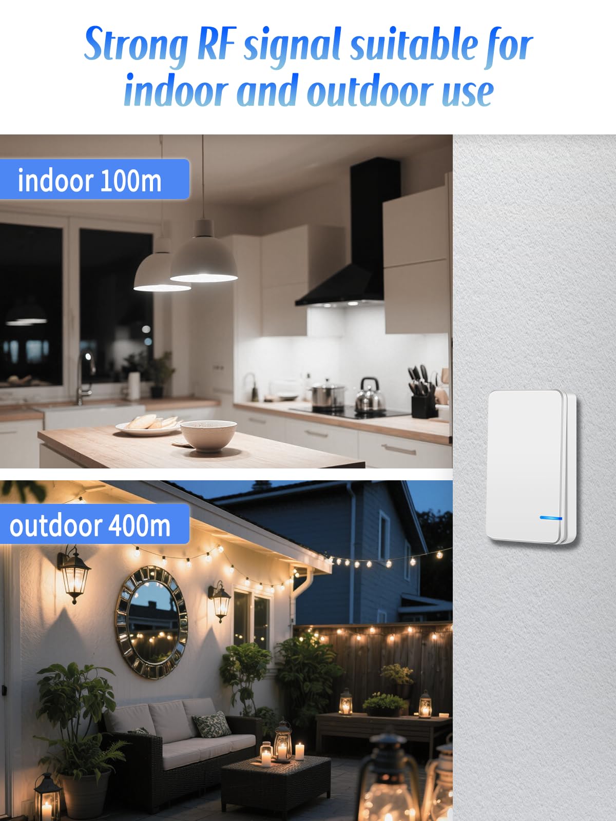 Funkschalter 230V, NineLeaf MiNi Lichtschalter Funk mit Fernbedienung, Einfache Installation, Reichweite der Fernbedienung 100m, IP66 Wasserdicht Tragbarer Kabelloser Schalter für 1000W Lampe 4