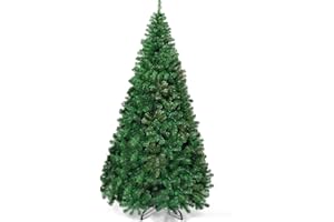 Goplus 7ft Artificial Christmas Tree Xmas Pine Tree with Solid Metal Legs Perfect for Indoor and Outdoor Holiday Decoration, Green