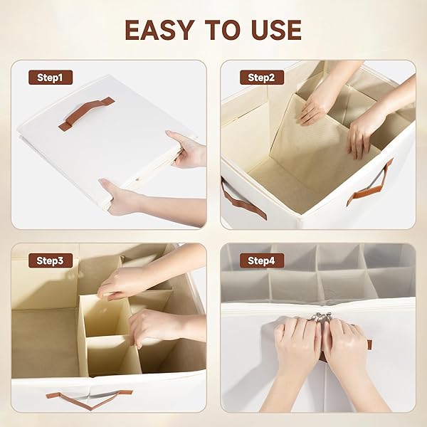 KITHERO 2-PACK SHOE ORGANIZER FOR CLOSET, FOLDABLE SHOE STORAGE CONTAINER WITH ADJUSTABLE DIVIDERS & CLEAR LID, HOLDS UP TO 12 PAIRS, SPACE-SAVING SHOE BOXES, WHITE