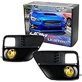 iJDMTOY Complete Set Yellow Lens Fog Lights Foglamp Kit with H11 Bulbs & Wiring On/Off Switch Compatible With 2015-2017 Subaru WRX Base