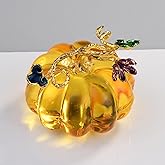 AOFEGRLT 2.5" Glass Pumpkin Figurine Collectible Halloween Thanksgiving Glass Pumpkin Paperweight Fall Harvest Pumpkin Decorations for Home