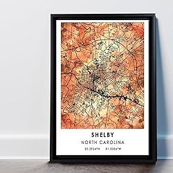 Shelby Map Poster, North Carolina Map Art