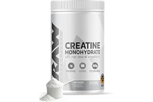 RAW Nutrition Creatine Monohydrate Powder, Unflavored (100 Servings) - Micronized Creatine Monohydrate Supplement for Workout Performance, Build Muscle & Strength - Creatine Powder for Men & Women