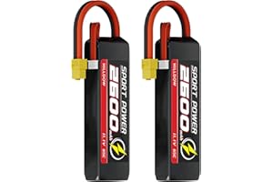 Hilldow 11.1V Lipo Battery 3S 65C 2200mAh Lipos Batteries Rechargeable with XT60 Plug for RC Models Airplane Helicopter UAV Remote Control Quadcopter Drone FPV(2 Packs)