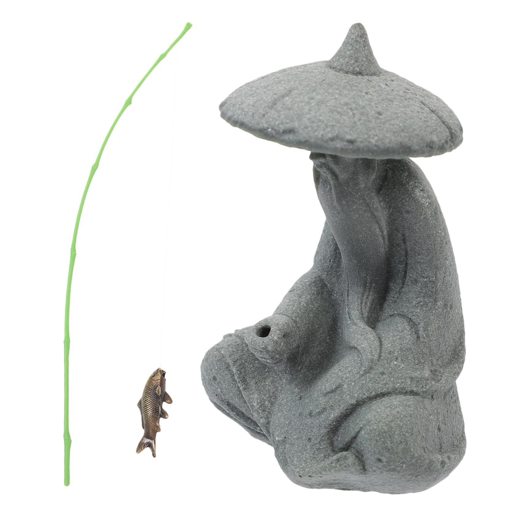 RORPOIR Miniature Fisherman Figurine Aquarium Ornament Rockery Decor for Fish Tank Micro Landscape 3.78X3.35X2.17In Home Japanese Style