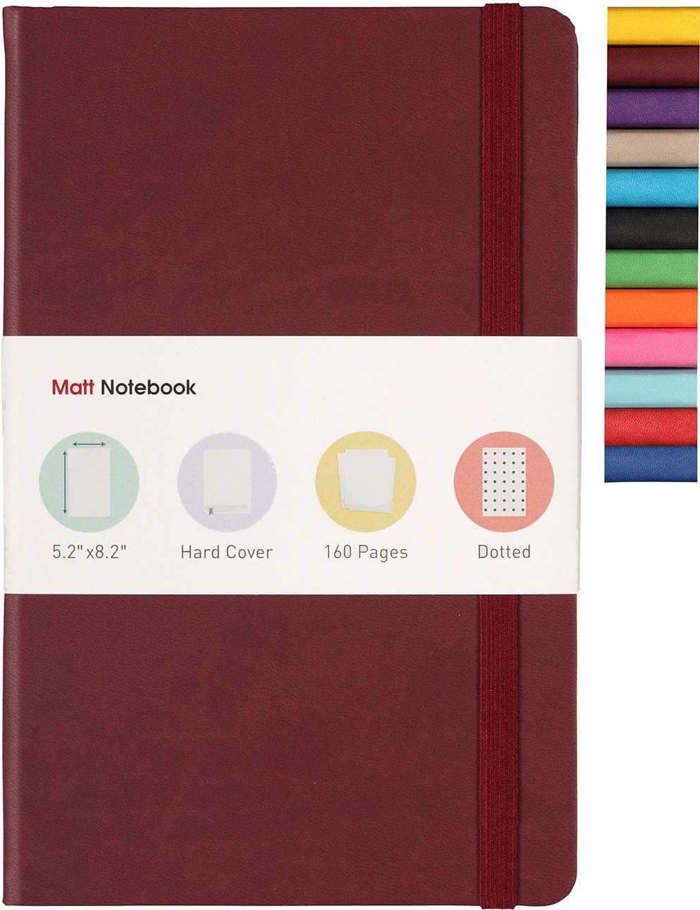 Matt Notebook | Classic Hardcover Notebook Journal for Writing, Size: 5.2" X 8.2", A5, Dotted Pages, 160 Pages, Premium PU Leather, Inner Pocket, Quality Paper…