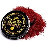 Golden Saffron, Premium Spanish Saffron Threads, Pure Red Spanish Saffron Spice Threads, For Culinary Use Such as Tea, Paella Rice, Risotto, Tachin, Basmati Rice (2 Grams)