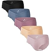 Angelhood 5 Pack Maternity Underwear Seamless, Pregnancy Postpartum Panties Wave Edge No Show Bikini Under Bump