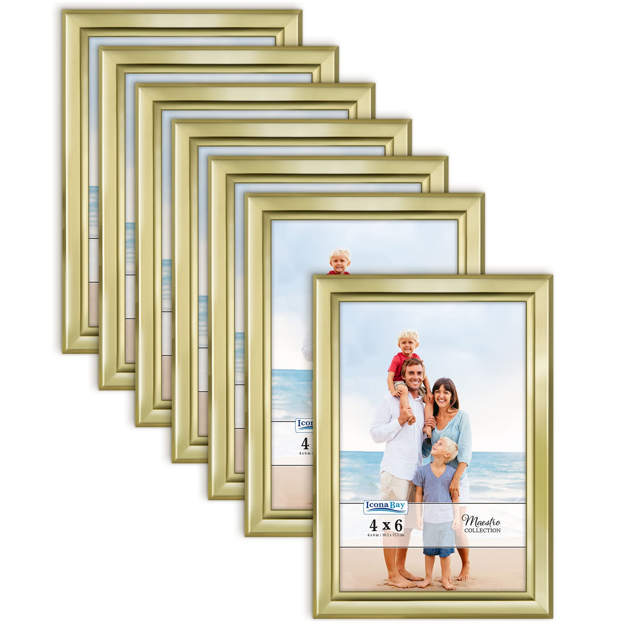 Icona Bay 4x6 Picture Frames Set (Gold, 12 Pack), Classy Contemporary Style, Maestro Collection